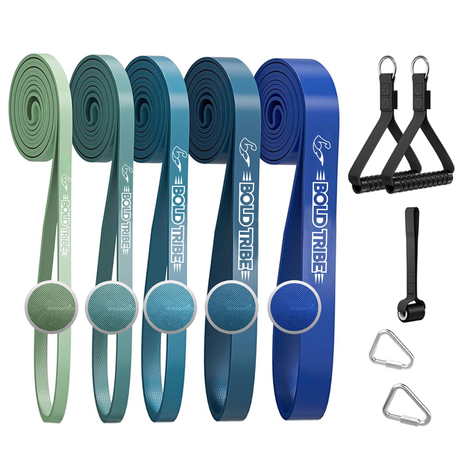 Set 5 Bandas de Resistencia Para Dominadas Con Asas + Anclaje Puerta