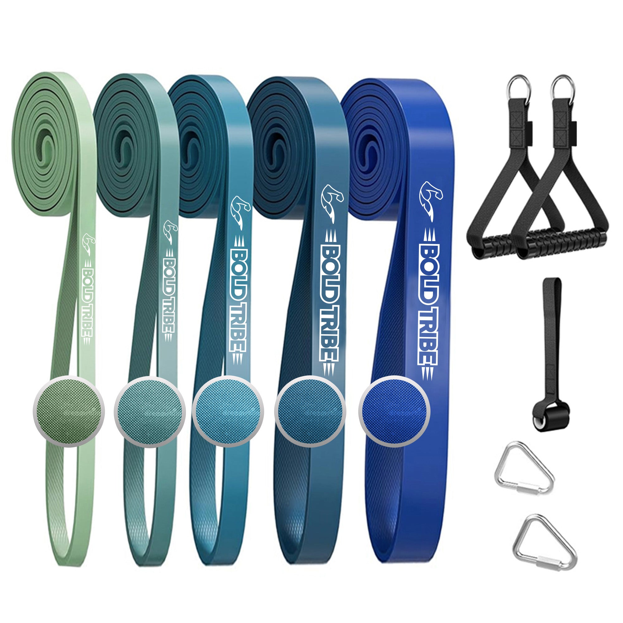 Set 5 Bandas de Resistencia Para Dominadas Con Asas + Anclaje Puerta