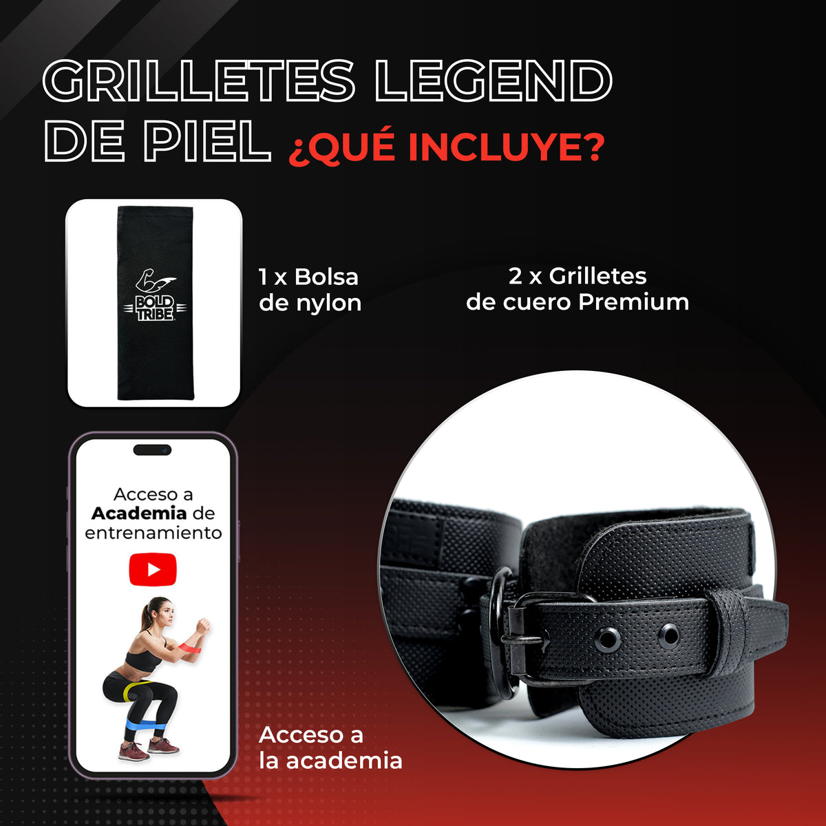 Grilletes Legend Para Tobillos Gym Glúteos Pierna Aductor Abductor Bold Tribe