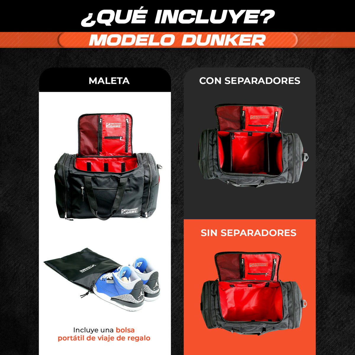 Maleta Deportiva Mochila Viaje Grande Gym Entrenamiento Laptop Ropa Cámara Zapatos Hombre Mujer Repelente Agua 10 Espacios Para 3 Snkrs 46 lts Dunker