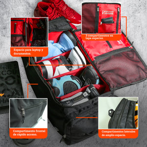Mochila Maleta Deportiva Viaje Grande Gym Entrenamiento Laptop Ropa Cámara Zapatos Hombre Mujer Repelente Agua 11 Espacios Para 4 Snkrs 60 lts Dunker X