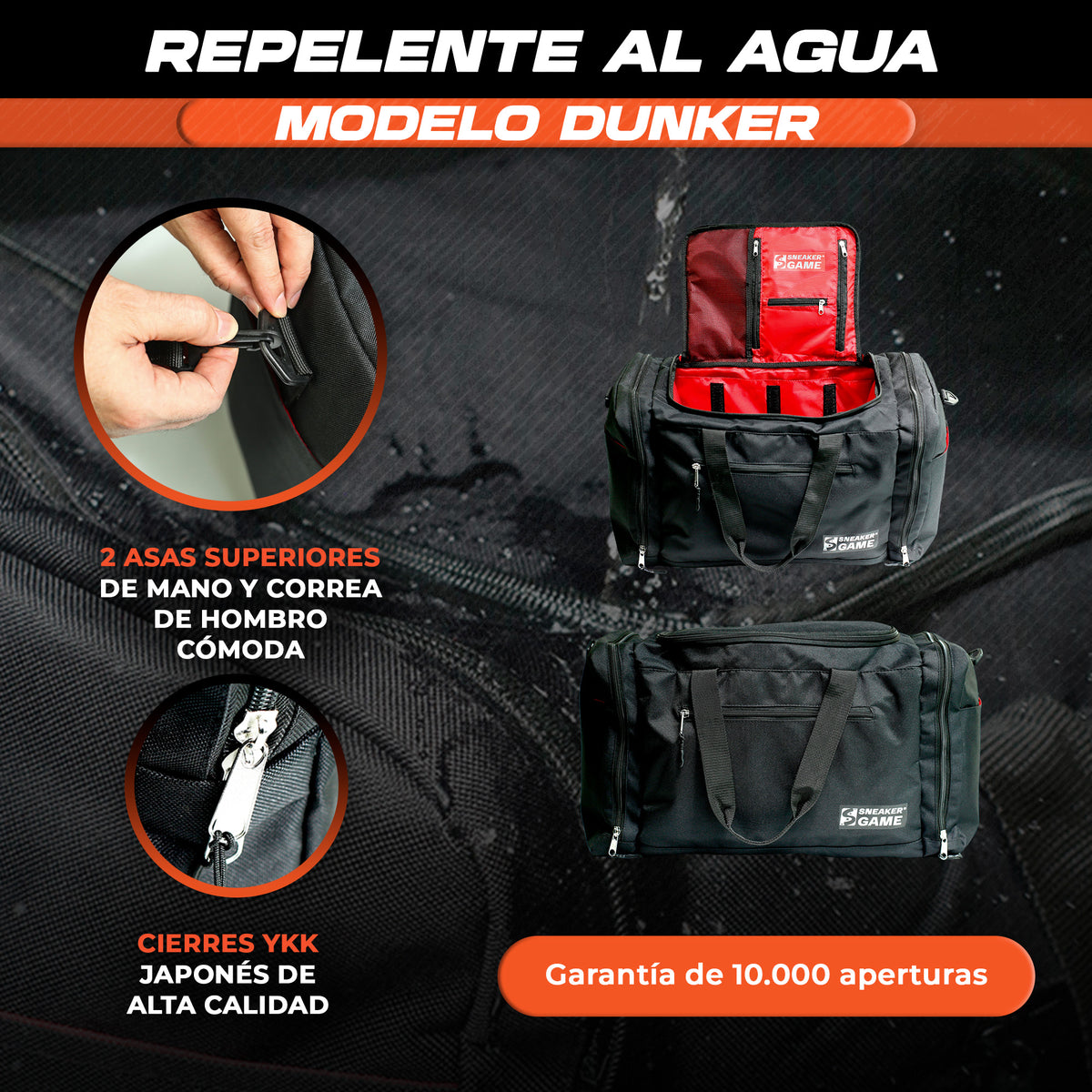 Maleta Deportiva Mochila Viaje Grande Gym Entrenamiento Laptop Ropa Cámara Zapatos Hombre Mujer Repelente Agua 10 Espacios Para 3 Snkrs 46 lts Dunker