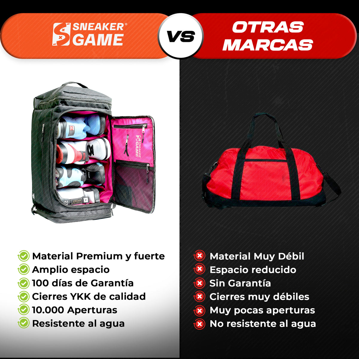 Mochila Maleta Deportiva Viaje Grande Gym Entrenamiento Laptop Ropa Cámara Zapatos Hombre Mujer Repelente Agua 11 Espacios Para 4 Snkrs 60 lts Dunker X